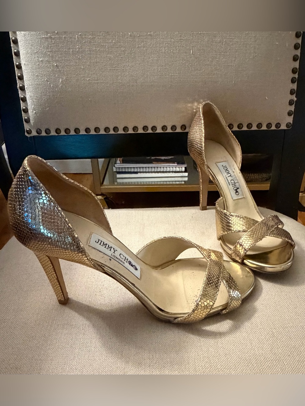 Jimmy Choo gold leather heel size 37